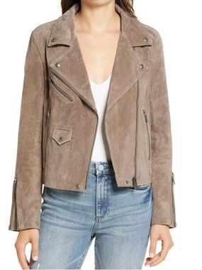 Blank NYC "Vital Signs" Suede Moto Jacket in French Taupe